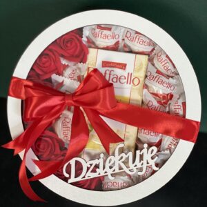 Pudełko D22 Dziękuję wypełnione słodyczami