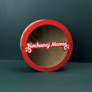 Pudełko okrągłe - Kochanej Mamie (czerwone)